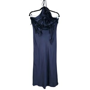 *Altered* Jason Wu Navy Halter Neck Cowl Back Satin Formal Slip Dressโ